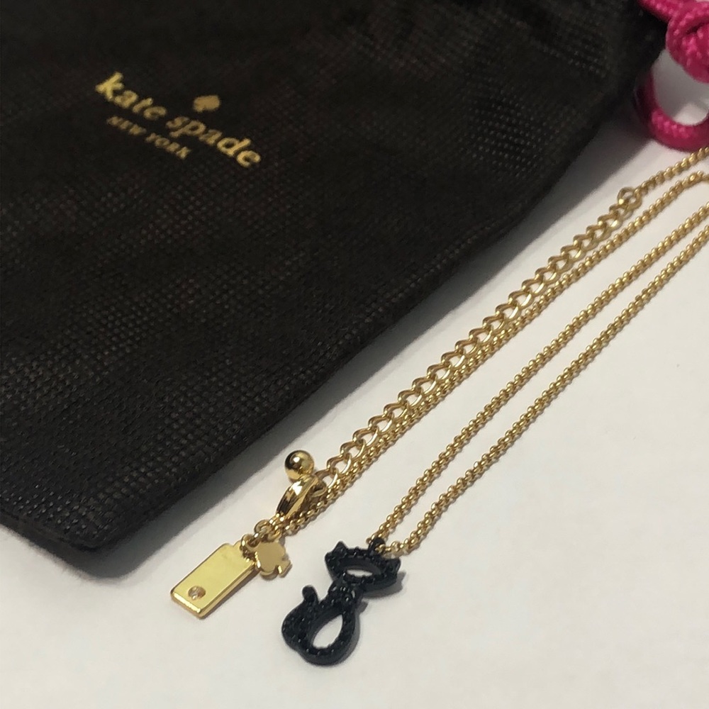 Kate Spade Jazz Things Up Pave Black Cat Necklace